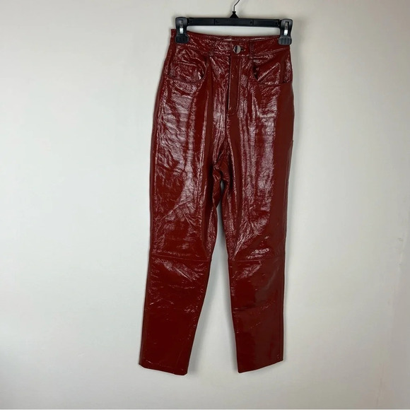 LPA Revolve 100% Leather Patent High Rise Pants Size XXS B4 - Picture 5 of 9